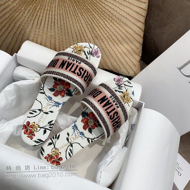 DIOR女鞋 迪奧2021專櫃新款磨砂新大底涼拖 Dior一字型刺繡平拖  naq1488